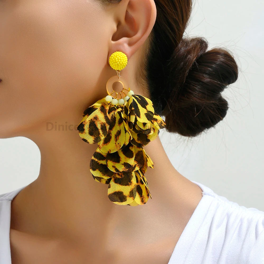 Brincos Glamour Floral Leopard