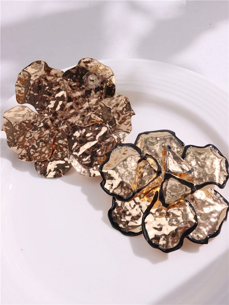 Brincos Flor Metal Exuberante