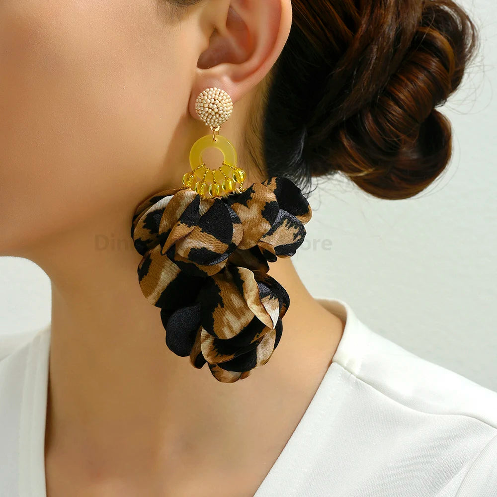 Brincos Glamour Floral Leopard