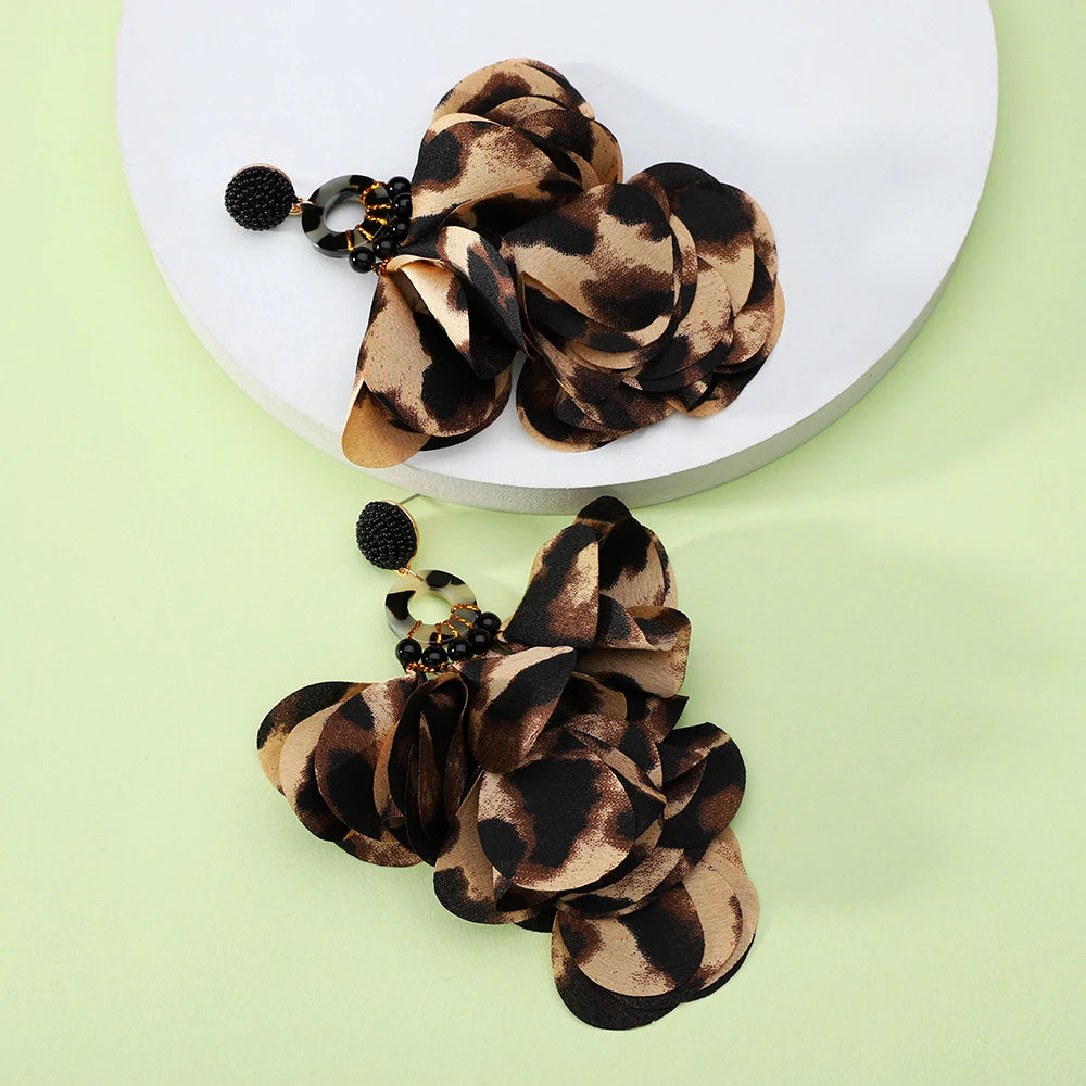 Brincos Glamour Floral Leopard