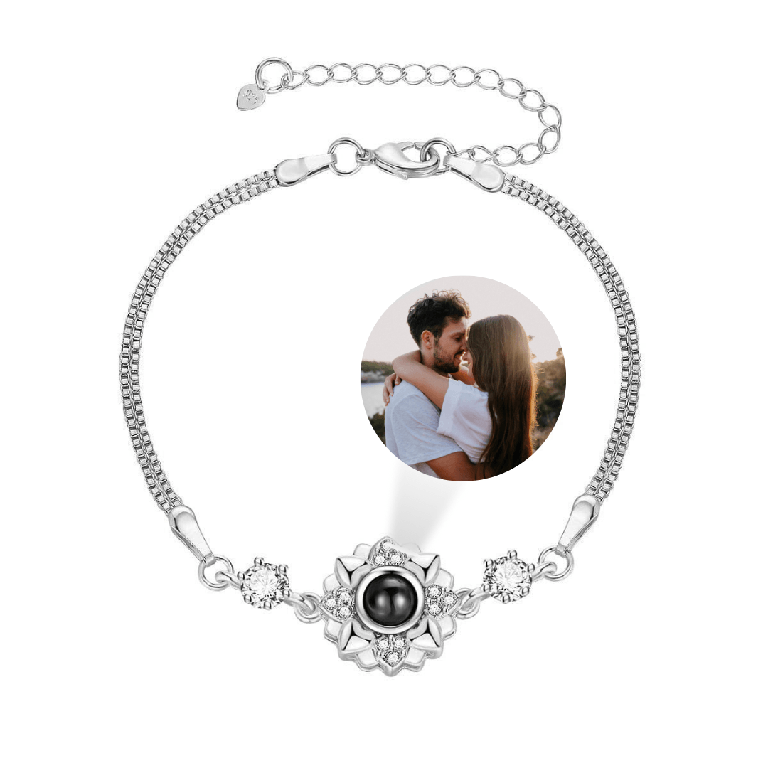 Pulseira Flor Foto Personalizada - Uniquale